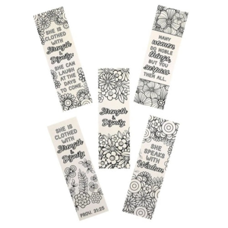 coloring-bookmark-set-strength-and-dignity-five-piece Coloring Bookmark Set - Strength and Dignity Five-Piece
