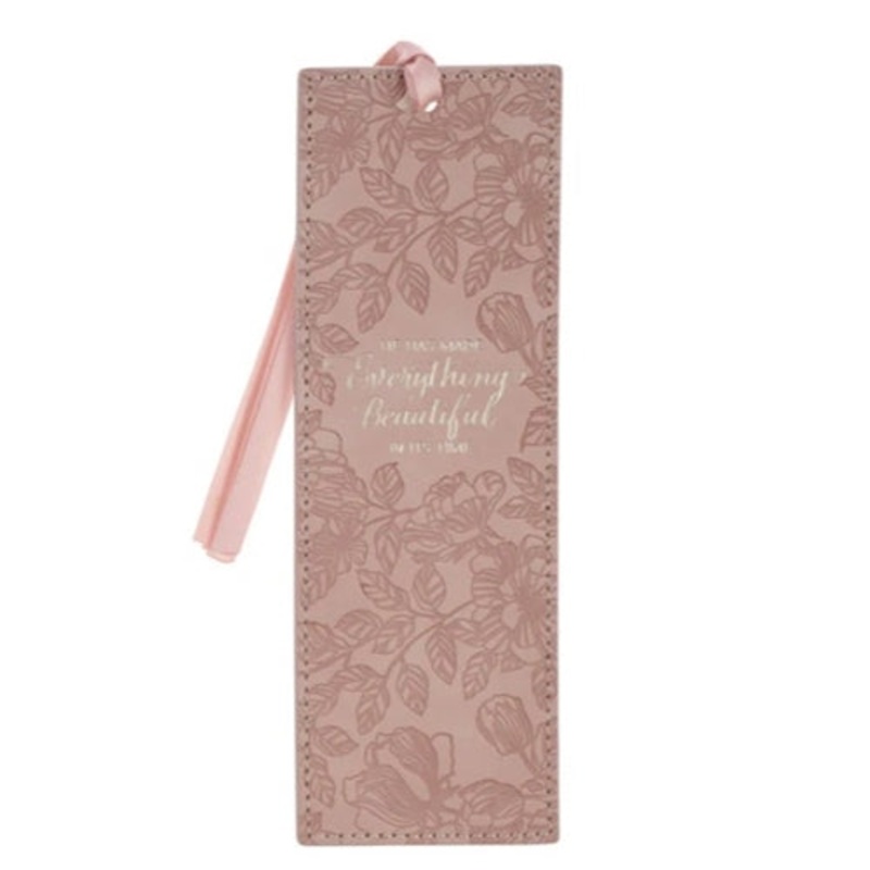 faux-leather-bookmark-he-has-made-everything-beautiful-in-its-time-pink Faux Leather Bookmark - He Has Made Everything Beautiful in Its Time Pink