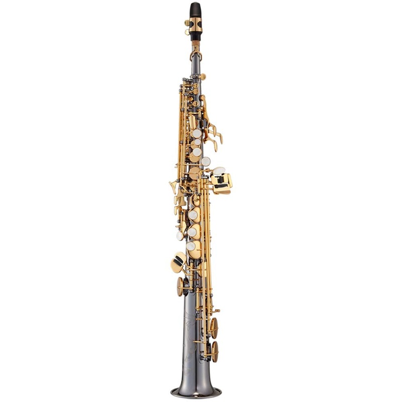 antigua-winds-ss4290-powerbell-pro-bb-soprano-saxophone-black-nickel-w-gold-keys Antigua Winds SS4290 PowerBell Pro Bb Soprano Saxophone - Black Nickel w/ Gold Keys