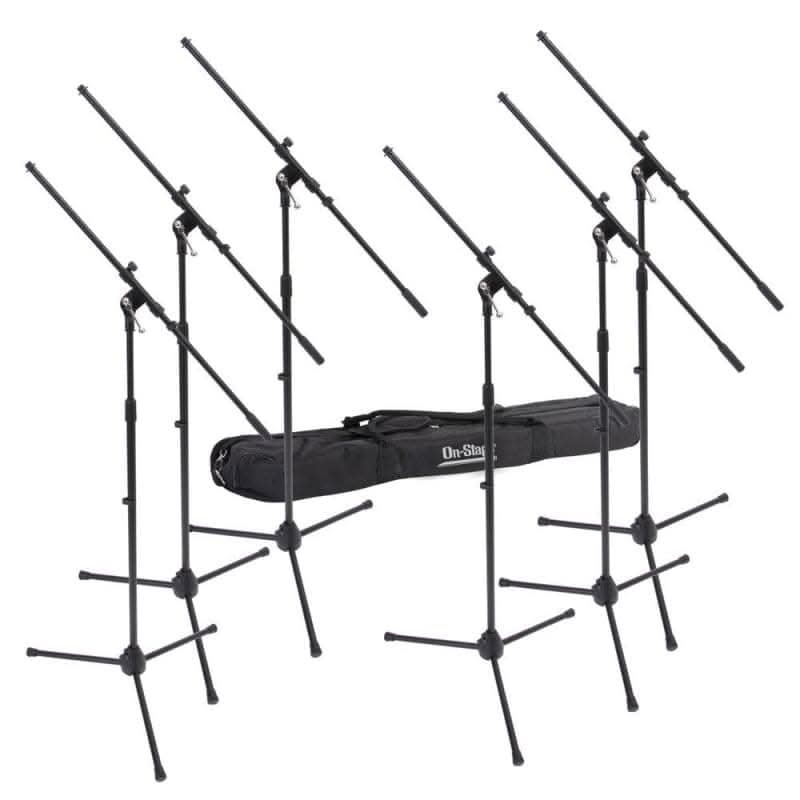 on-stage-6-pack-microphone-boom-stands-with-bag On Stage 6-Pack Microphone Boom Stands with Bag
