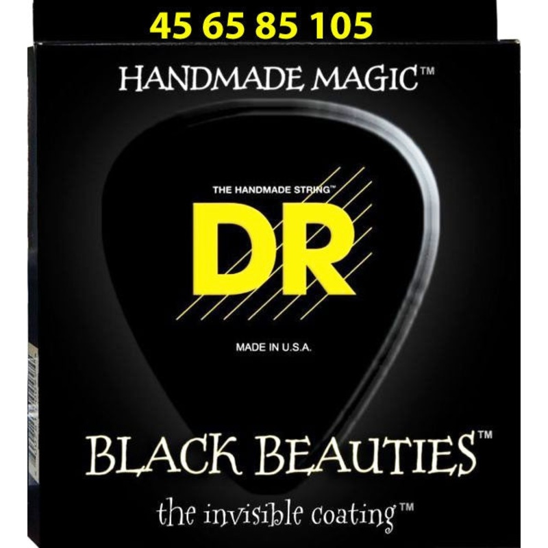 dr-bkb-45-black-beauties-k3-coated-bass-guitar-strings-medium-45-105 DR BKB-45 Black Beauties K3 Coated Bass Guitar Strings Medium 45-105