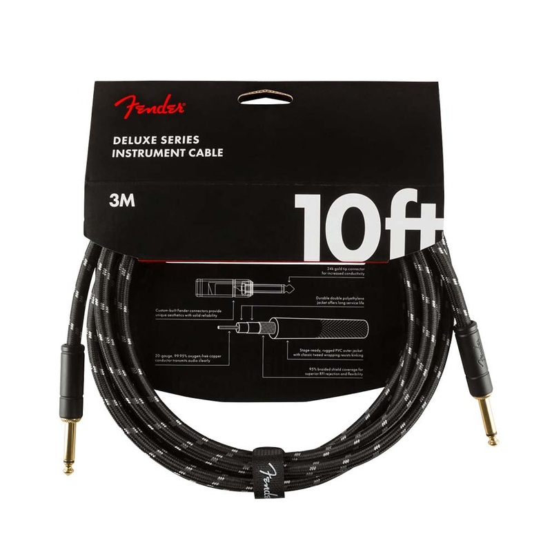 fender-0990820092-deluxe-series-instrument-cable-straight-straight-10-black-tweed Fender 0990820092 Deluxe Series Instrument Cable, Straight/Straight, 10' - Black Tweed