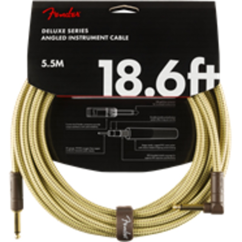 fender-deluxe-series-instrument-cable-straight-angle-18-6-tweed Fender Deluxe Series Instrument Cable, Straight/Angle, 18.6', Tweed