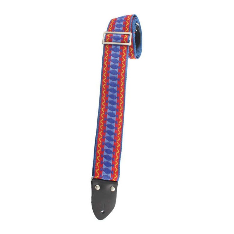 henry-heller-hvdx-32-vintage-fabric-2-in-guitar-strap-red-blue-gold Henry Heller HVDX-32 Vintage Fabric 2 in. Guitar Strap - Red Blue Gold