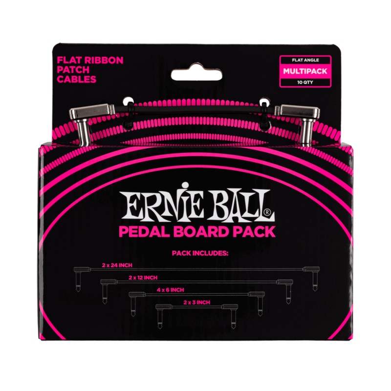 ernie-ball-flat-ribbon-patch-cables-pedalboard-multi-pack-black Ernie Ball Flat Ribbon Patch Cables Pedalboard Multi-Pack - Black