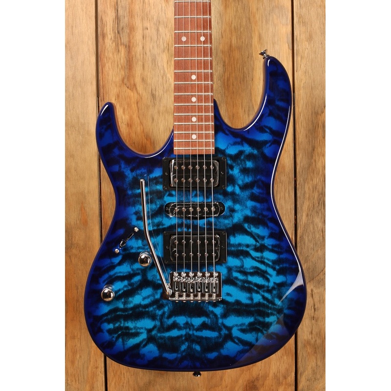 ibanez-grx70qal-transparent-blue-burst-left-handed Ibanez GRX70QAL Transparent Blue Burst (Left Handed)