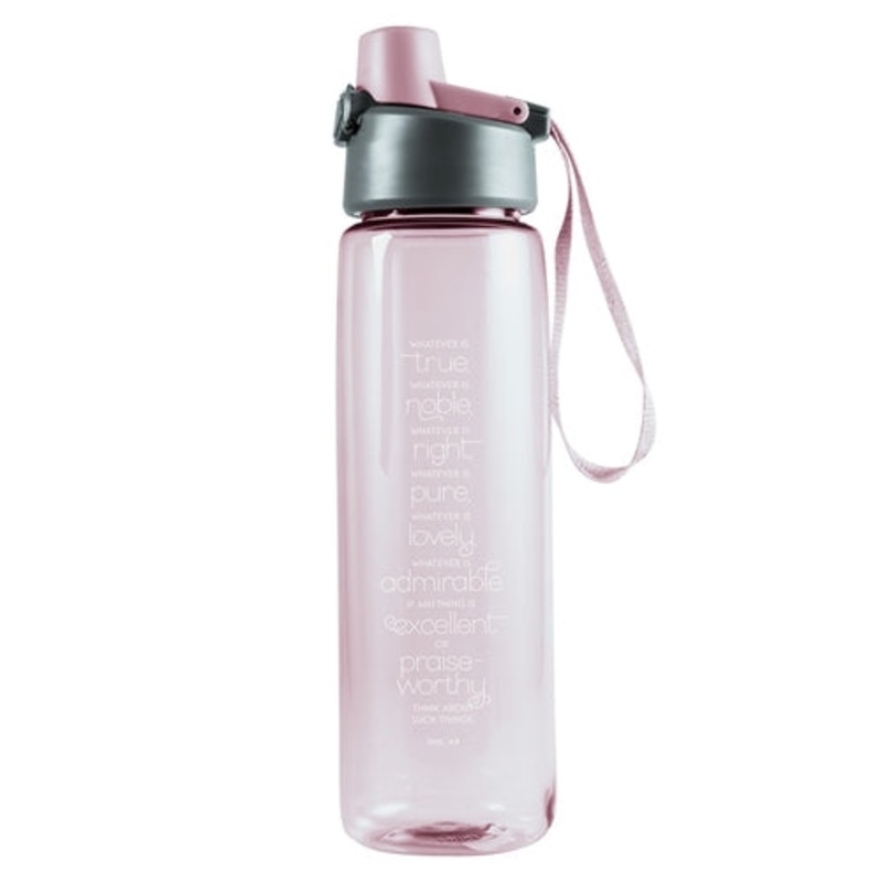 plastic-water-bottle-whatever-is-true-pink-philippians-4vs8 Plastic Water Bottle -Whatever Is True Pink - Philippians 4vs8