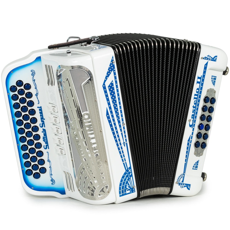 settimio-soprani-castello-ii-5-switch-accordion-ead-in-white-with-blue Settimio Soprani Castello II 5 Switch Accordion EAD in White with Blue