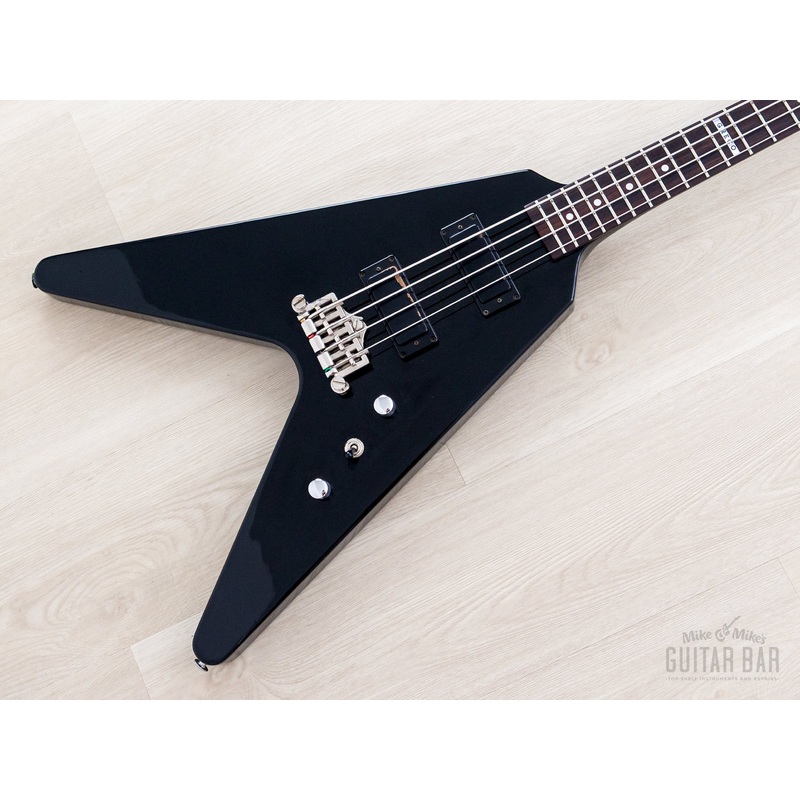 2002-greco-gvb-90-flying-v-bass-neck-through-real-black-w-mini-humbuckers 2002 Greco GVB-90 Flying V Bass Neck Through Real Black w/ Mini Humbuckers