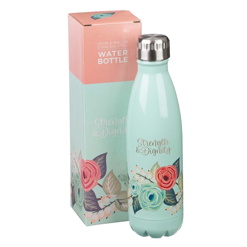 stainless-steel-bottle-strength-dignity-green Stainless Steel Bottle - Strength & Dignity (Green)