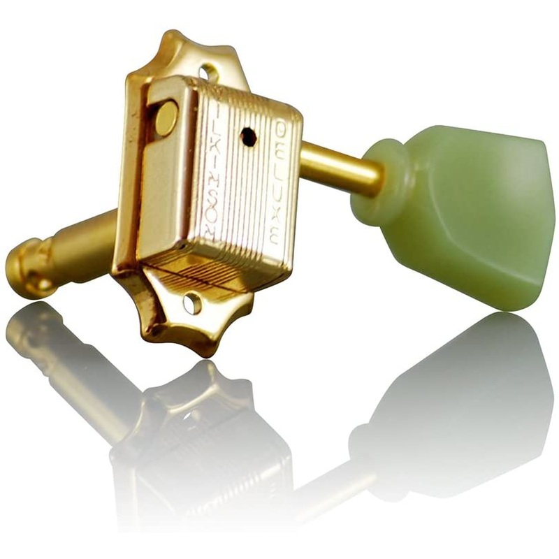 wilkinson-deluxe-wj44-ez-lok-gold-green-kluson-style-3-a-side-vintage-tulip-button-tuners-machine-heads-for-epiphone-les-paul-sg-es Wilkinson Deluxe WJ44 EZ-LOK Gold & Green 'Kluson Style' (3-a-side) Vintage Tulip Button Tuners / Machine Heads for Epiphone Les Paul, SG, ES