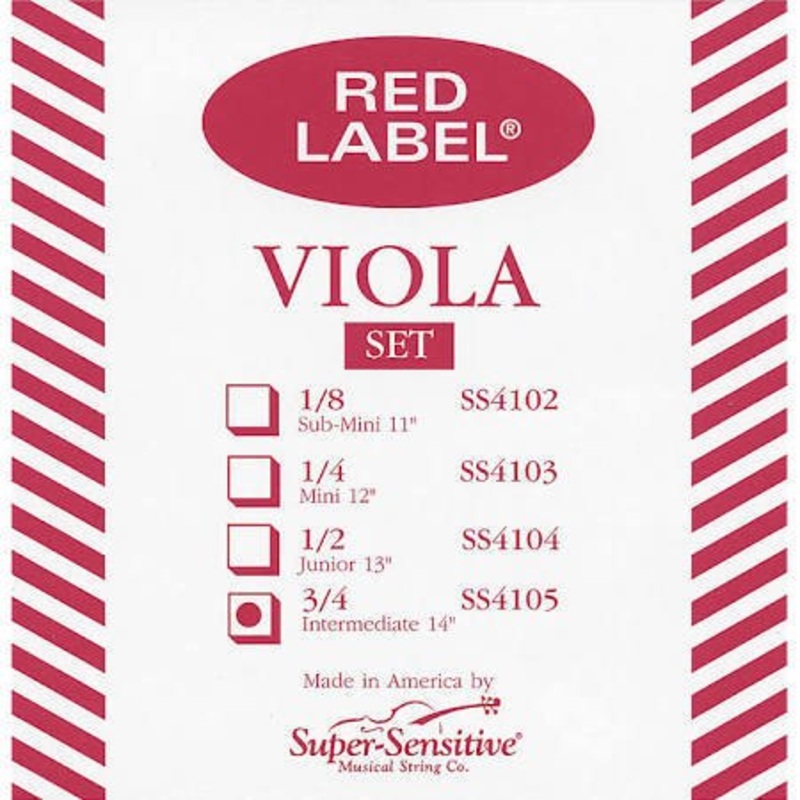 super-sensitive-red-label-viola-string-set-14 Super Sensitive Red Label Viola String Set - 14"