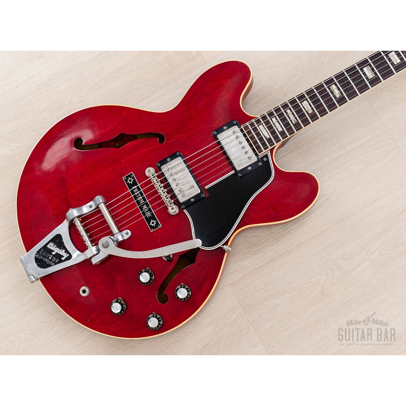 1962-gibson-es-335-tdc-vintage-semi-hollow-guitar-cherry-w-bigsby-pat-pickups-lifton-case 1962 Gibson ES-335 TDC Vintage Semi-Hollow Guitar Cherry w/ Bigsby, Pat # Pickups, Lifton Case