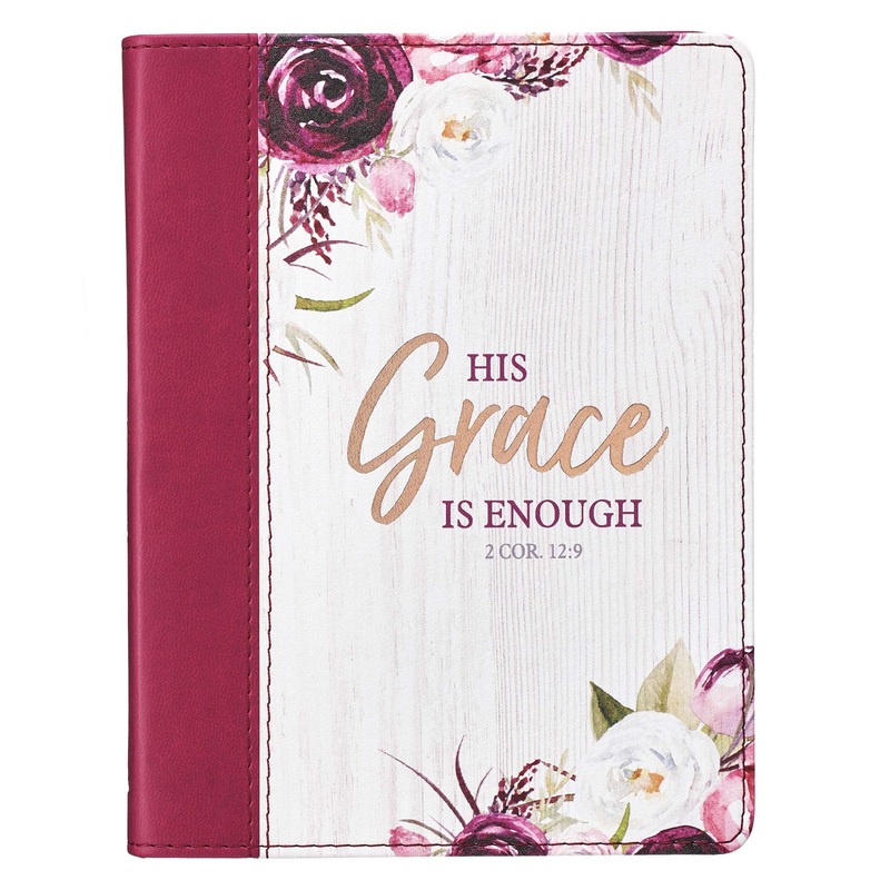 journal-his-grace-is-enough-2-corinthians-12v9-magenta-plum-floral-faux-leather Journal - His Grace Is Enough, 2 Corinthians 12v9 (Magenta/Plum Floral, Faux Leather)