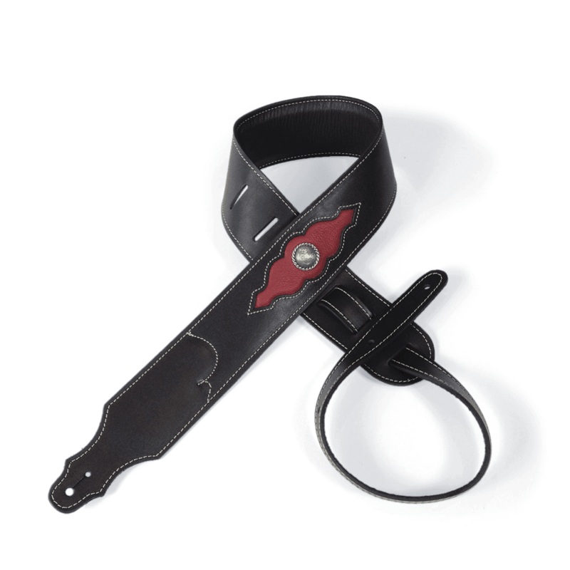franklin-2-5-sculpted-ball-padded-black-leather-with-red-western-insert-concho Franklin 2.5" Sculpted Ball Padded Black Leather with Red Western Insert & Concho