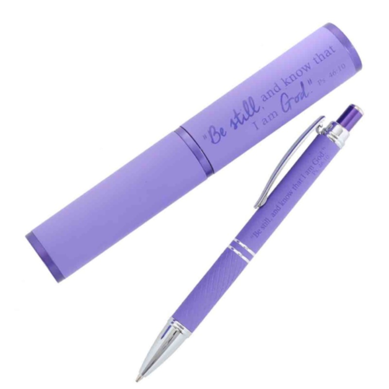 metal-pen-in-tube-be-still-and-know-purple Metal Pen In Tube -Be Still And Know Purple