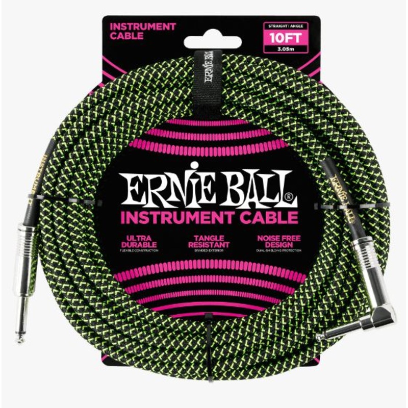 ernie-ball-10-braided-st-agl-black-green Ernie Ball 10' Braided St/AGL Black/Green