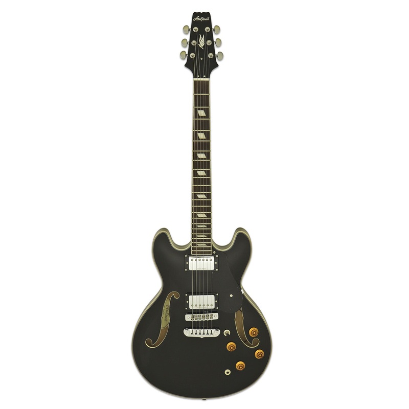 aria-ta-classic-semi-hollow-electric-guitar-in-black-gloss Aria TA-CLASSIC Semi-Hollow Electric Guitar in Black Gloss
