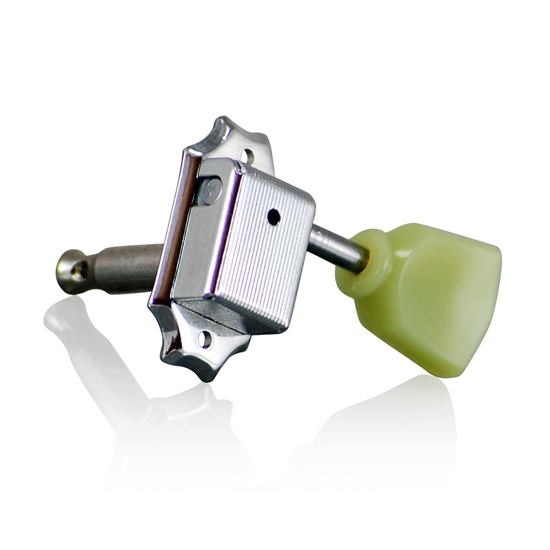 vanson-v44-chrome-green-kluson-style-3-a-side-vintage-tulip-tuners-machine-heads-for-epiphone-les-paul-sg-es VANSON V44 Chrome & Green 'Kluson Style' (3-a-side) Vintage Tulip Tuners / Machine Heads for Epiphone Les Paul, SG, ES
