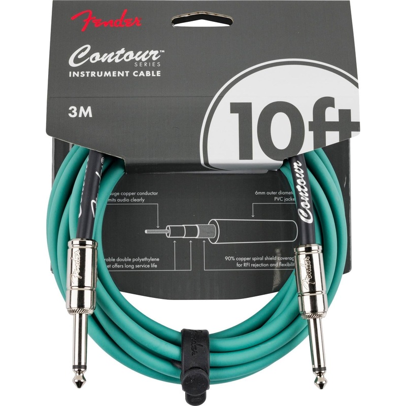 fender-contour-series-instrument-cable-1-4-male-1-4-male-10ft-sherwood-green Fender Contour Series Instrument Cable 1/4" Male-1/4" Male, 10ft-Sherwood Green