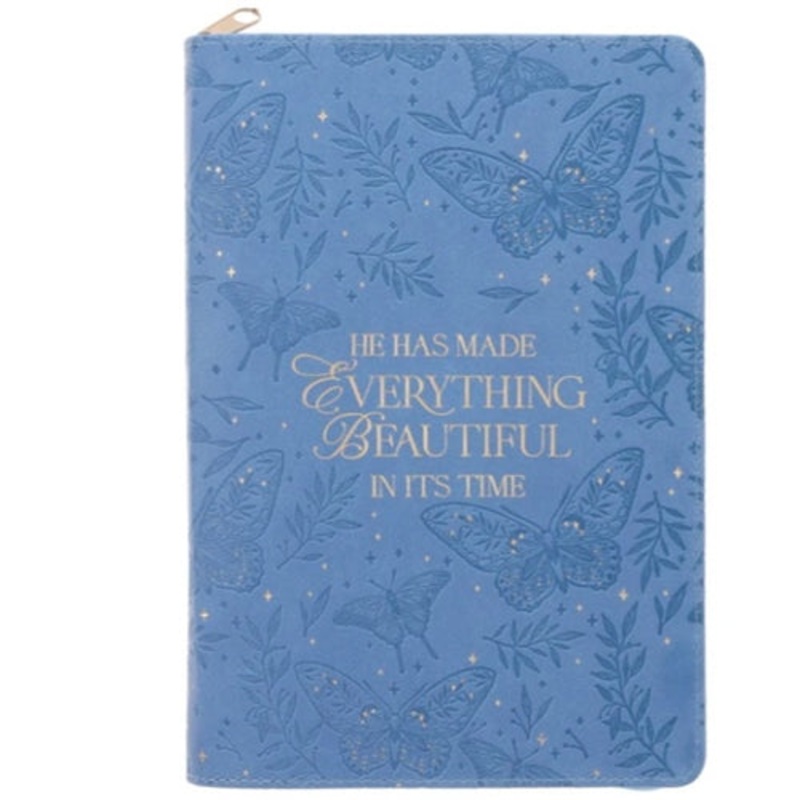journal-with-zipped-closure-he-has-made-everything-in-its-time-blue-faux-leather Journal with Zipped Closure -He Has Made Everything in Its Time Blue Faux Leather