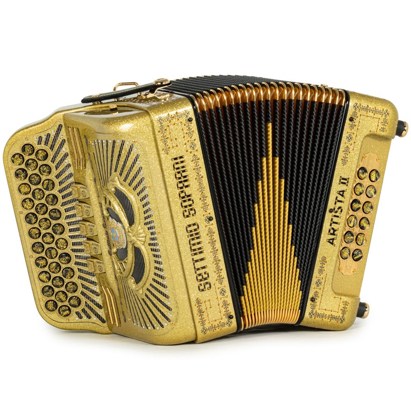 settimio-soprani-artista-ii-5-switch-accordion-fbe-gold-glitter-with-black Settimio Soprani Artista II 5 Switch Accordion FBE Gold Glitter with Black