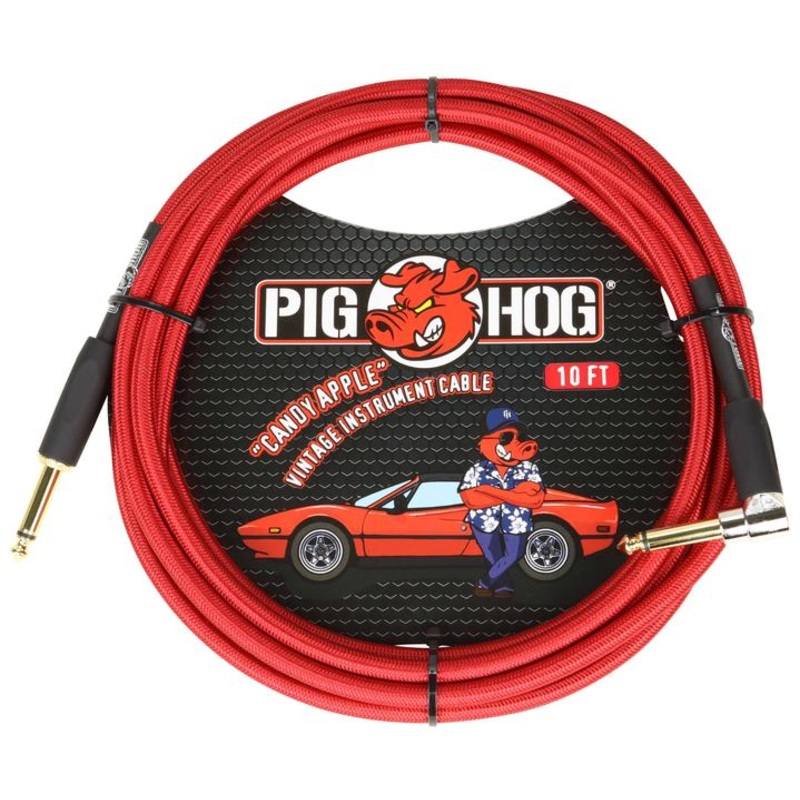 pig-hog-pch10car-vintage-series-straight-to-angle-instrument-cable-candy-apple-red-10-ft Pig Hog PCH10CAR Vintage Series Straight to Angle Instrument Cable - Candy Apple Red - 10 ft.