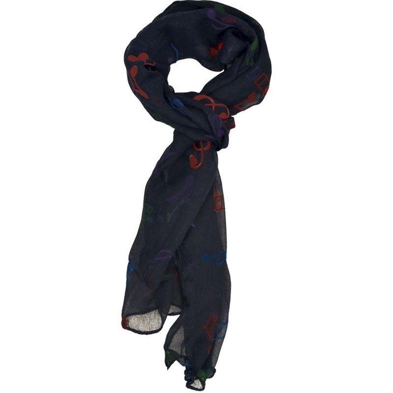 scarf-navy-blue-w-multi-notes Scarf Navy Blue W/Multi Notes