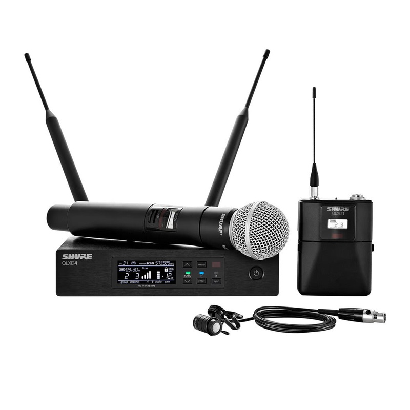 shure-qlxd124-85-h50-handheld-and-lavalier-combo-wireless-microphone-system Shure QLXD124/85-H50 Handheld and Lavalier Combo Wireless Microphone System