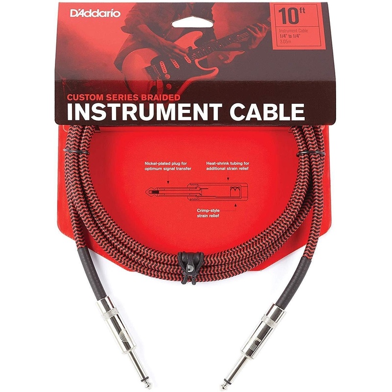 d-addario-pw-bg-10rd-braided-instrument-cable-1-4-male-1-4-male-10ft-red D'Addario PW-BG-10RD Braided Instrument Cable 1/4" Male-1/4" Male 10ft-Red