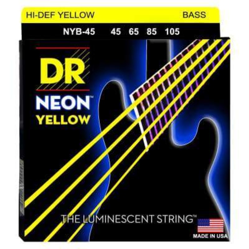dr-nyb-45-neon-bass-guitar-strings-medium-45-105-hi-def-yellow DR NYB-45 Neon Bass Guitar Strings Medium 45-105 Hi-Def Yellow