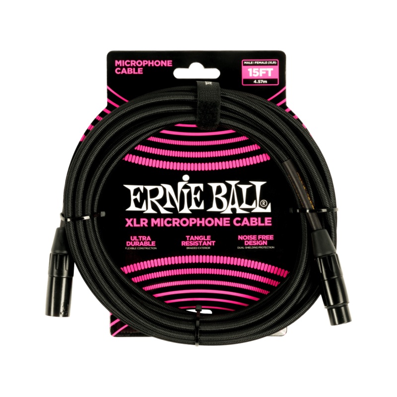 ernie-ball-braided-microphone-cables-braided-black Ernie Ball Braided Microphone Cables Braided Black