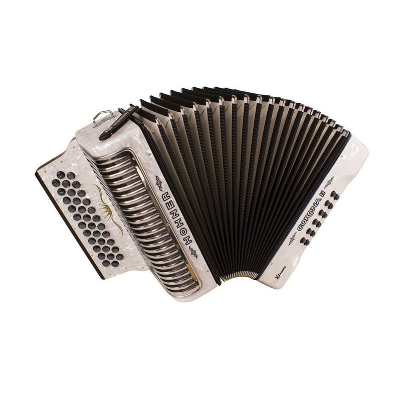 hohner-corona-ii-xtreme-fbbeb-button-accordion-pearl-white Hohner Corona II Xtreme FbbEb Button Accordion - Pearl White