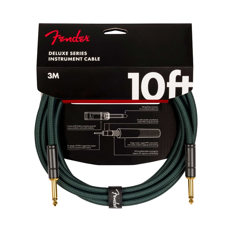 fender-deluxe-instrument-cable-10ft-sherwood-green Fender Deluxe Instrument Cable 10ft, Sherwood Green