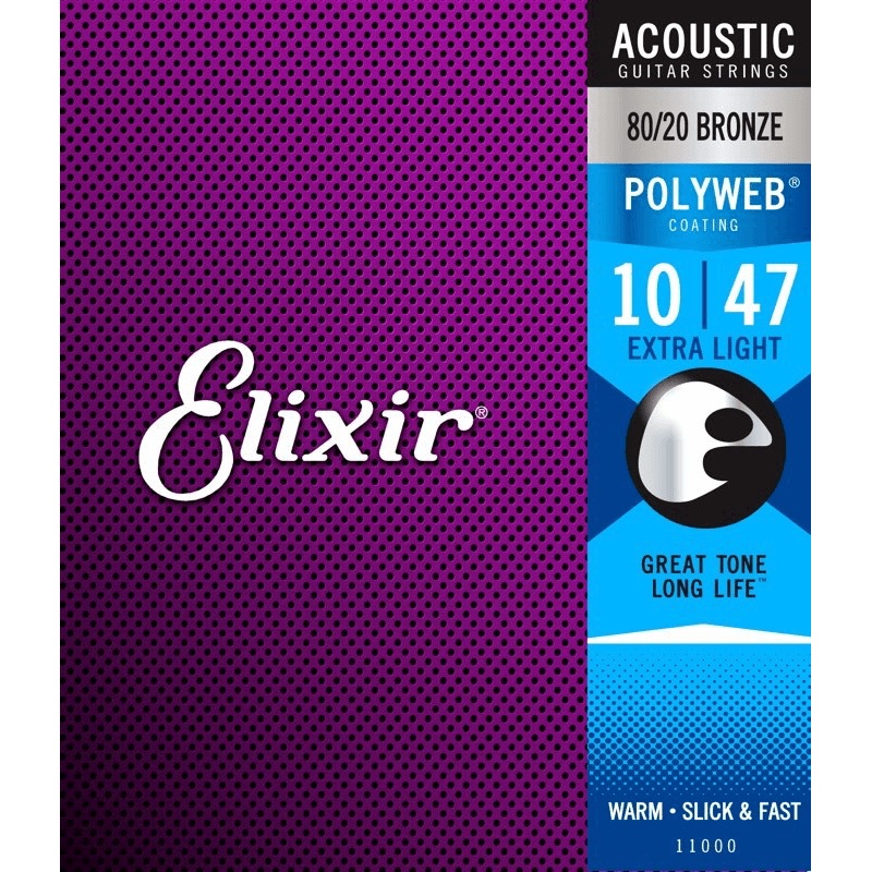 elixir-polyweb-coated-acoustic-guitar-string-set-80-20-bronze-010-047 Elixir Polyweb Coated Acoustic Guitar String Set, 80/20 Bronze, .010-.047