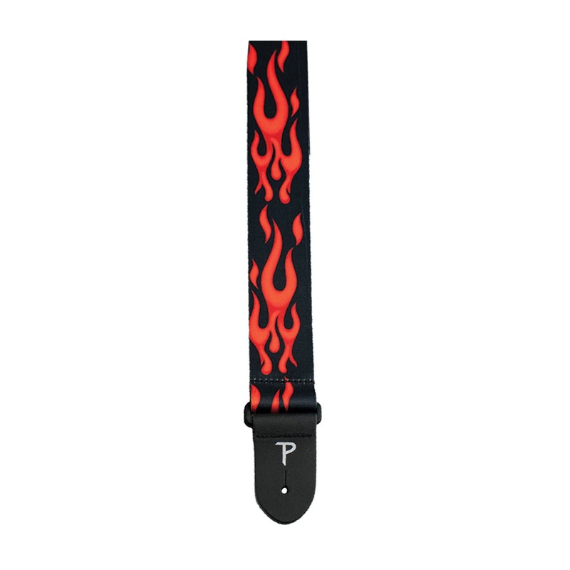 2-red-flames-design-on-polyester-guitar-strap 2 RED FLAMES DESIGN ON POLYESTER GUITAR STRAP
