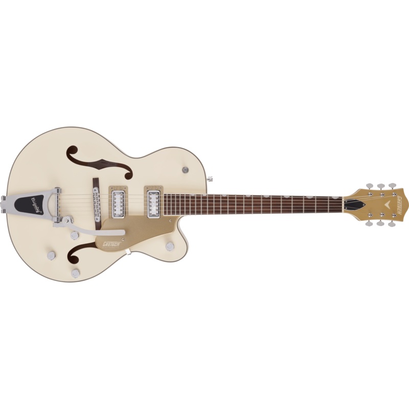 gretsch-g5410t-limited-edition-electromatic-tri-five-hollow-body-single-cut-with-bigsby-rosewood-fingerboard-two-tone-vintage-white-casino-gold Gretsch G5410T Limited Edition Electromatic Tri-Five Hollow Body Single-Cut with Bigsby, Rosewood Fingerboard, Two-Tone Vintage White/Casino Gold