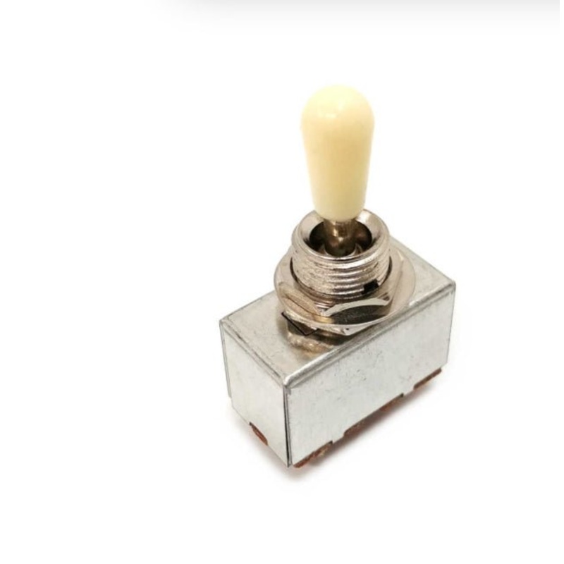3-way-sealed-pickup-selector-switch-nickel-w-ivory-tip 3-way Sealed Pickup Selector Switch - Nickel /w Ivory Tip