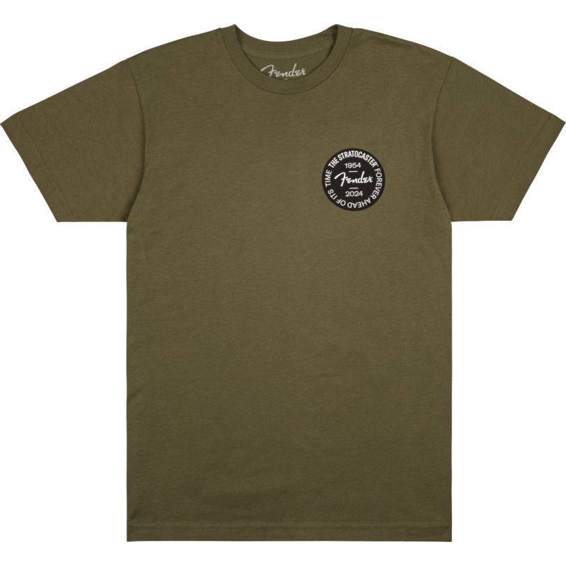 fender-stratocaster-70th-anniversary-badge-tee-olive-s Fender Stratocaster 70th Anniversary Badge Tee - Olive - S