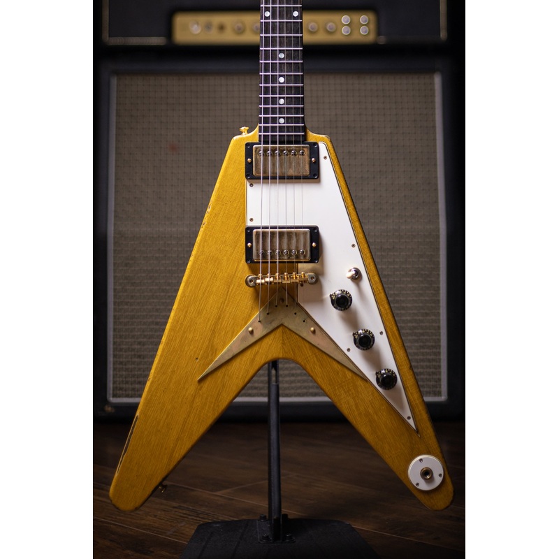 2021-gibson-custom-shop-58-korina-flying-v-brazilian-rosewood-fingerboard-murphy-lab-light-aged-gh-electric-guitar-natural-81031 2021 Gibson Custom Shop 58 Korina Flying V Brazilian Rosewood Fingerboard Murphy Lab Light Aged GH Electric Guitar - Natural 81031
