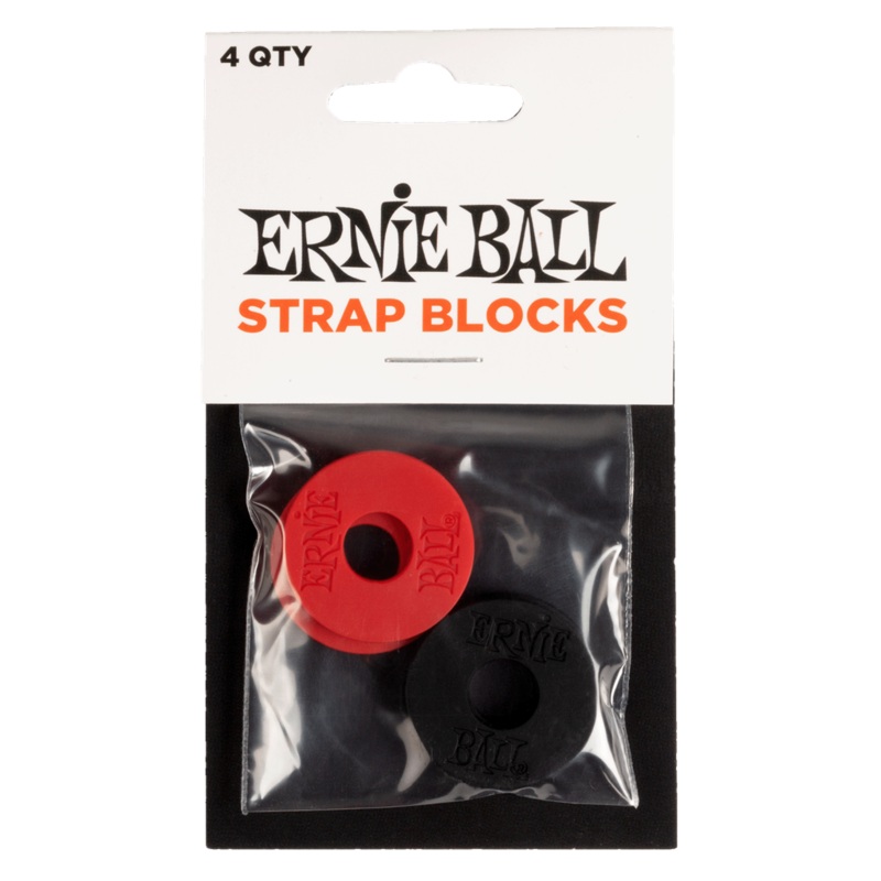 ernie-ball-strap-blocks-4-pack-black-red Ernie Ball Strap Blocks (4 pack) - Black & Red