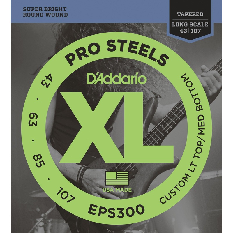 d-addario-prosteels-bass-guitar-string-set-eps300-tapered-043-107 D'Addario ProSteels Bass Guitar String Set, EPS300 Tapered .043-.107