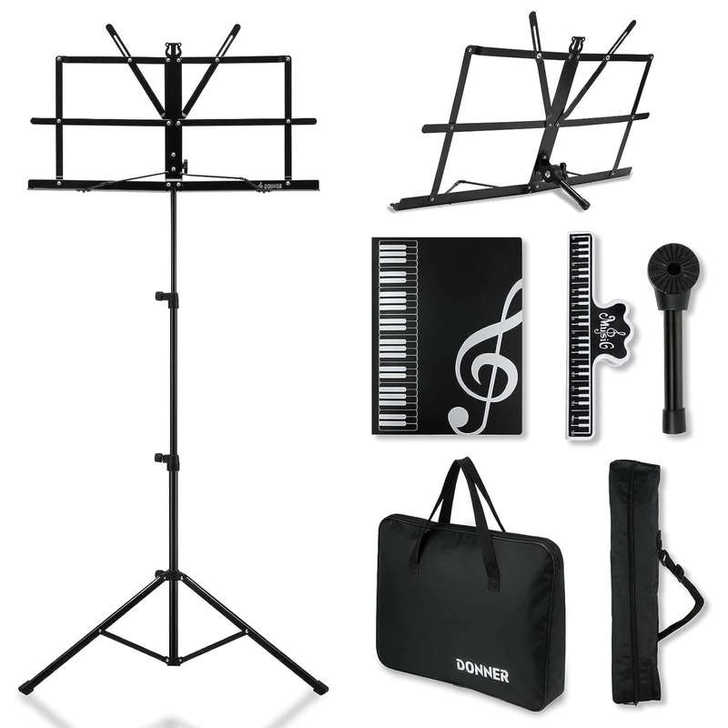 donner-dms-2-music-stand-for-sheet-music-with-2-carrying-bag-portable-folding-wire-music-stand-holder Donner DMS-2 Music Stand for Sheet Music with 2 Carrying Bag, Portable Folding Wire Music Stand Holder