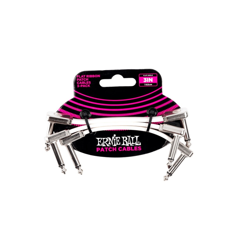 ernie-ball-3-flat-ribbon-patch-cable-white-3-pack Ernie Ball 3" Flat Ribbon Patch Cable White - 3 Pack