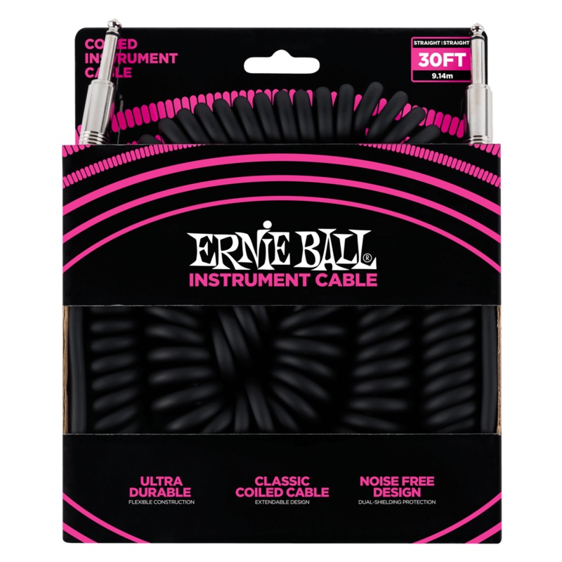 ernie-ball-30-coiled-straight-straight-instrument-cable-black Ernie Ball 30' COILED STRAIGHT/STRAIGHT INSTRUMENT CABLE - BLACK