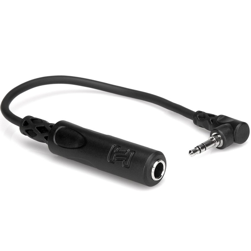 hosa-mhe-100-5-1-4-headphone-trs-ra-3-5mm-trs-15cm Hosa MHE-100.5 1/4" Headphone TRS - RA 3.5mm TRS (15cm)