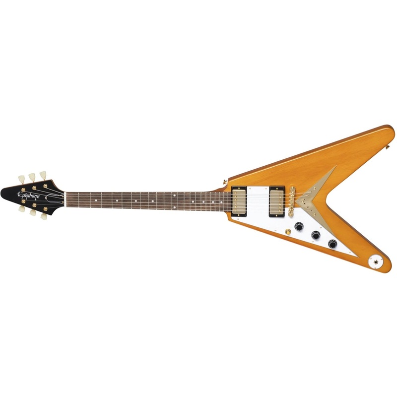 epiphone-left-handed-inspired-by-gibson-1958-korina-flying-v-white-pickguard-aged-natural Epiphone Left Handed Inspired by Gibson 1958 Korina Flying V (White Pickguard), Aged Natural