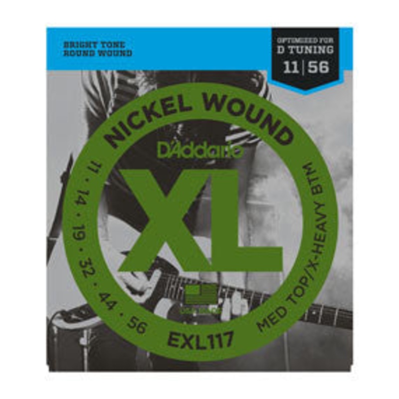 used-d-addario-exl117-nickel-wound-medium-top-extra-heavy-bottom-11-56 Used D'Addario EXL117 Nickel Wound, Medium Top/Extra-Heavy Bottom, 11-56