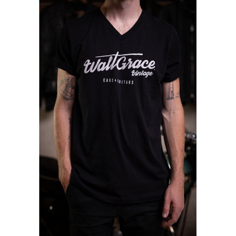 walt-grace-vintage-logo-v-neck-t-shirt-black Walt Grace Vintage Logo V Neck T-Shirt - Black