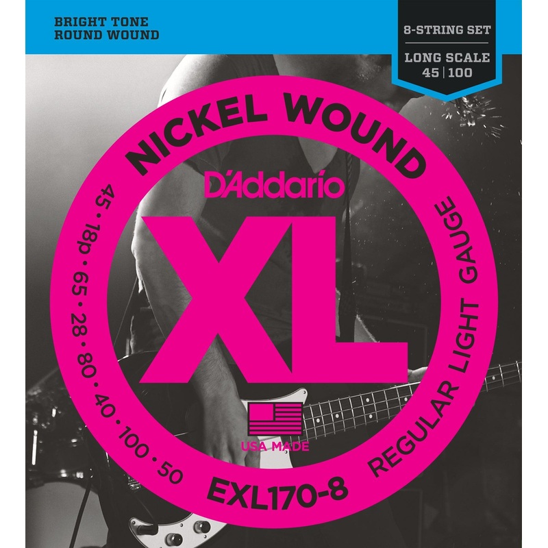 d-addario-xl-8-string-bass-guitar-string-set-nickel-exl170-8-018-100 D'Addario XL 8-String Bass Guitar String Set, Nickel, EXL170-8 .018-.100